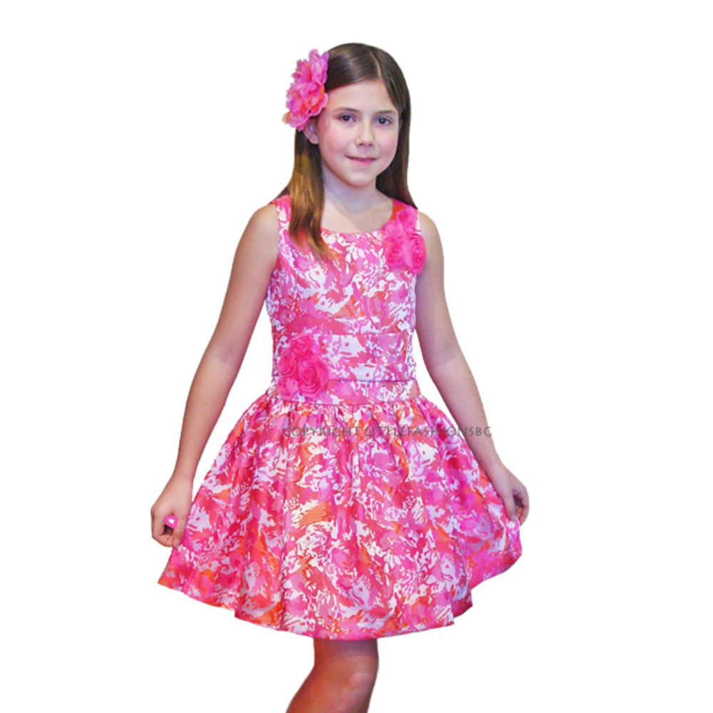 Y2K Zoe Ltd Boutique Coral Silver Brocade Designer Girls Dress 8 lk 7 NWT